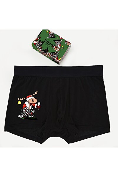 modacix Muška kutija za srećnu novu godinu, zabavna, crna bokserice dizajna