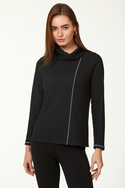 İKİLER Degaje Yaka Sim Dikişli Triko Bluz 223-1732