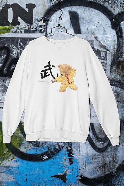 SUNFREE Unisex Teddy Kung Fu εμπριμέ φούτερ μεγάλου μεγέθους