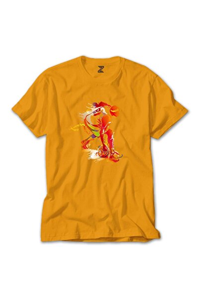 Z zepplin Tricou galben de baschet roșu între picioare