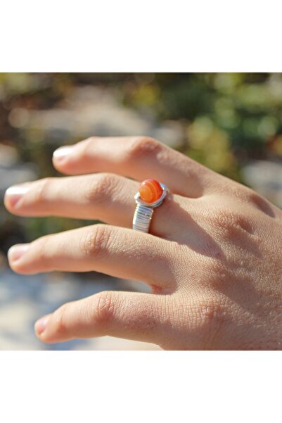 Mıçı Agate Stone Adjustable Natural Stone Ring