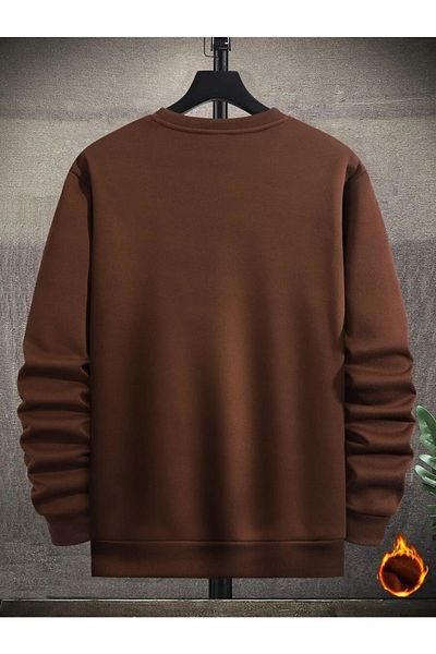 Mad&Calf Ανδρικό φούτερ Basic Crew με λαιμόκοψη χωρίς στάμπα, μονόχρωμο, φαρδύ φούτερ από φλις