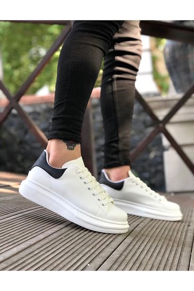 Epikoza White Black Patterned White High Sole Men's Sports Shoes Ekz652mr21