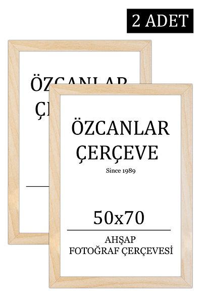ÖZCANLAR ÇERÇEVE Set of 2 Wooden Frame Wooden Picture Frame 50x70 Natural Wooden Frame Raw Wood