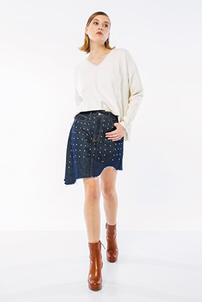 Berr-ın Troklu Denim Mini Etek Indigo