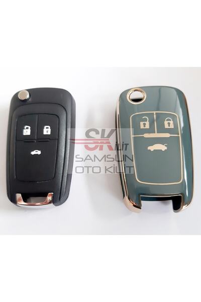 skilit samsun oto kilit أوبل أسترا جي شيفروليه كروز - غطاء سيليكون رمادي، 3 أ...