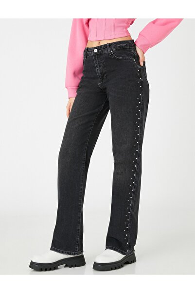 Koton Džíny s rovnými nohama a vysokým pasem vyšívané