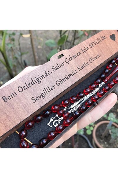 KANUNİ TESBİH Mărgele de rugăciune cu cutie din lemn moară roșu negru