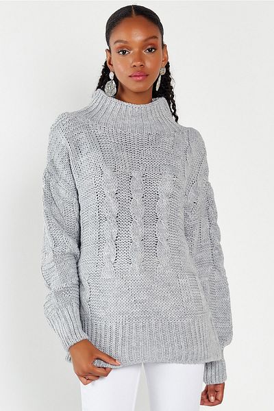 Hopoi Women's Gray Fisherman Casual Sweater 10010