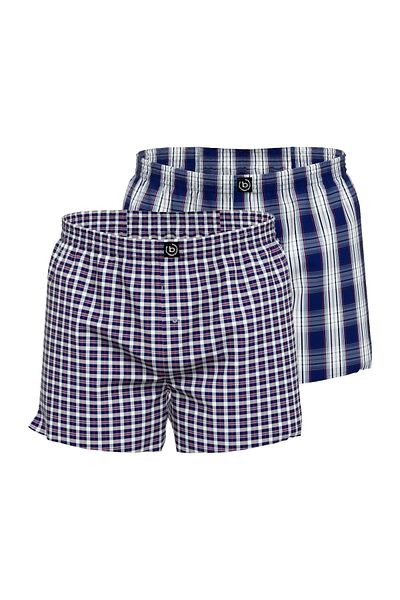 BUGATTI Herren Boxershorts, 2er-Pack – Web-Shorts, Baumwolle, Tile-Muster
