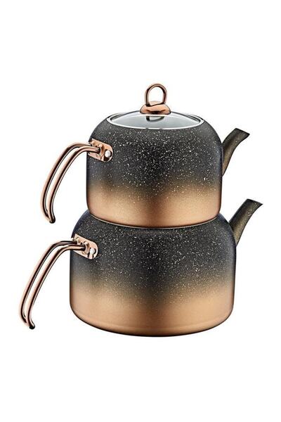 OMS Andiamo 4 Parça Granit Xl Boy Çaydanlık - Bakır