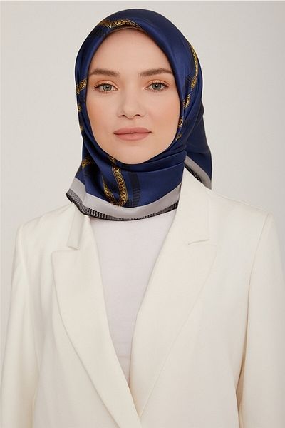 Armine Sura Silk Scarf 2022 2023 Φθινόπωρο/χειμώνας 90x90 8833d 54 - Navy Blue