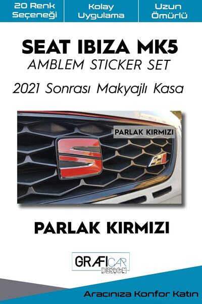 GRAFİCAR مجموعة ملصقات تغطي شعار Seat Ibiza Mk5 - تجميل بعد عام 2021