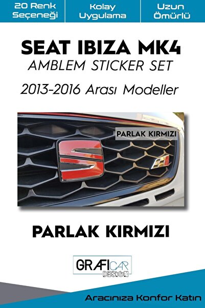 GRAFİCAR Seat Ibiza Mk4 2013-2016 Emblem Covering Sticker Set