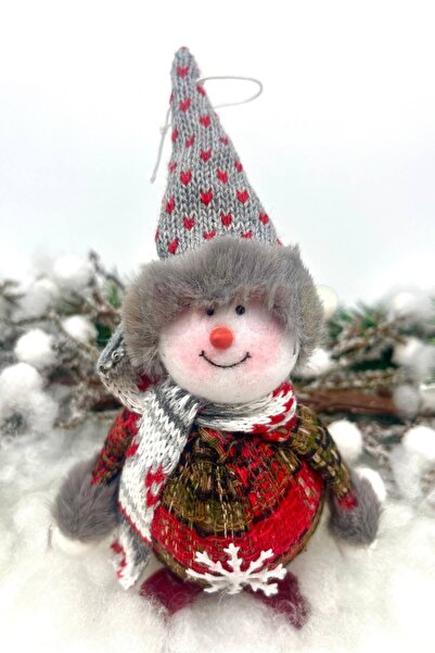 Huzur Party Store Sağlık Şans Cücesi Yılbaşı Ağacı Asmalık 18 Cm Süs Kırmızı Ekoseli Kıyafetli Kaliteli Ağaç Çam Süsü