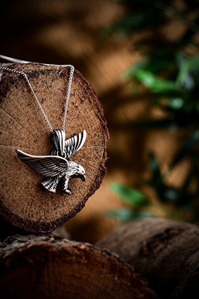 Ebrar Silver Kartal Kolye 925 Ayar Gümüş Kartal Figürlü Erkek Kolye