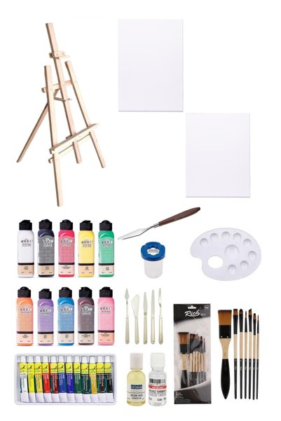 okulima Artdeco 140 Ml Akrilik Boya+fanart 12x12 Ml Yağlı Boya+50x70+35x50 Tu...