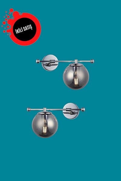 BSA LIGHTING (2 PCS) Noble Single Chrome Modern Sconce (SMOKED GLASS)