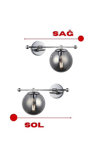 BSA LIGHTING (2 PCS) Noble Single Chrome Modern Sconce (SMOKED GLASS)