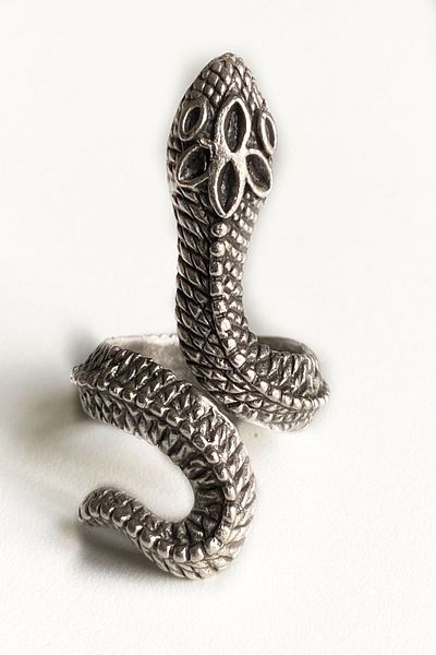 axexuar Snake Thick Model Adjustable Silver Color Men's Women's Ring