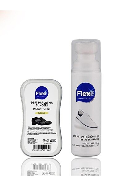 FLEXİCARE Beyaz Spor Bez Kumaş Deri Likit Ayakkabı Boyası 75 Ml + Naturel Der...