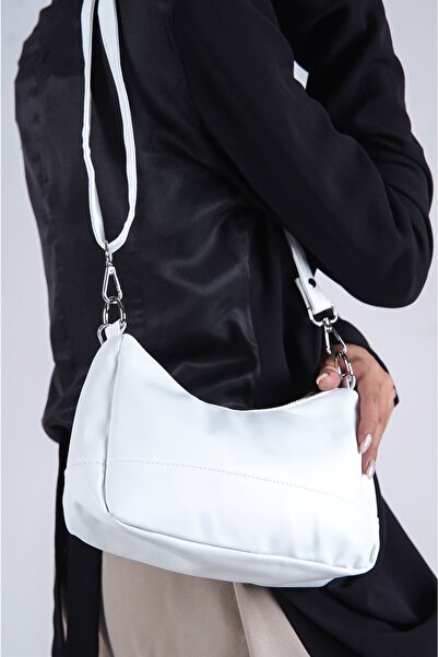Solo Bag White Cross Strap Baguette Bag