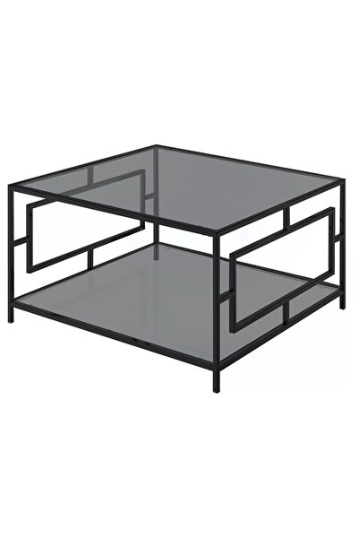 entemiz Füme Camlı Kare Orta Sehpa 96.5x96.5 Cm Çift Raflı