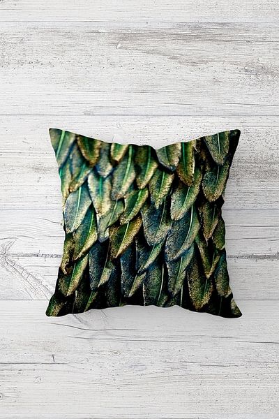on the clouds Green Leaves And Tie-Dye Colorful Concealed Zippered Throw Pillow Cover Sofa Pillow Cover Set(4pcs)