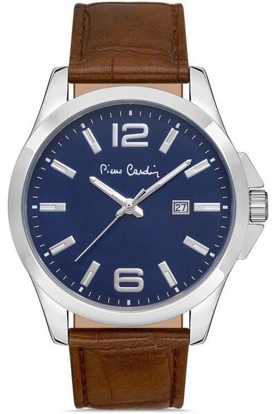 Pierre Cardin 800411ساعة يد رجالية من الجلد F12 مقاومة للماء حتى عمق 30 مترًا