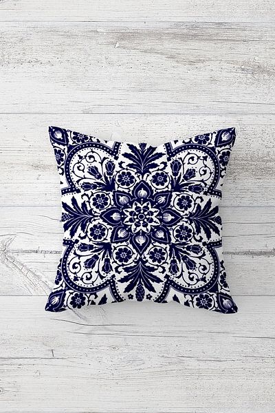 Pelangi Tile Patterned Tile Vase Hidden Zippered Throw Pillow Cover Sofa Pillow Cover Set (4 Pieces)