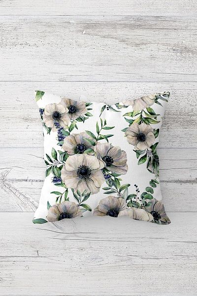linazaitun Set de huse de pernă cu model de buchet de flori cu fermoar ascuns 4 bucăți - pernă de scaun