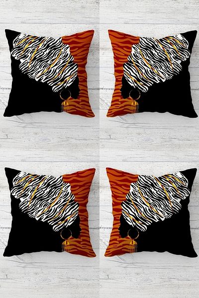 linazaitun Bohemian Ethnic Συνδυασμός - Γυναικείο Σετ με κρυφό φερμουάρ Αφρικανικό Μαξιλάρι Καναπέ Μαξιλάρι Καναπέ (4 τμχ)