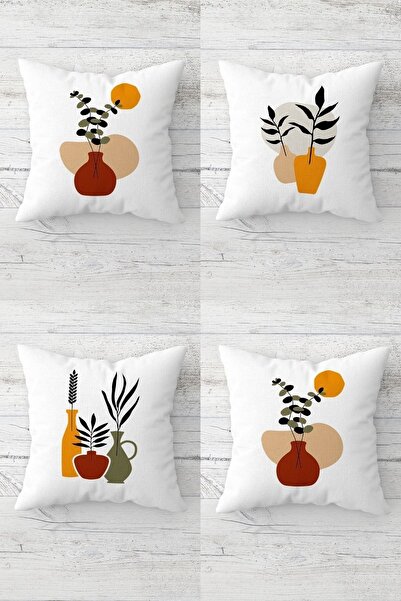 Pelangi Iskandinav Stil Bohem Vazo Yaprak Gizli Fermuarlı Kırlent Kılıfı Kolt...