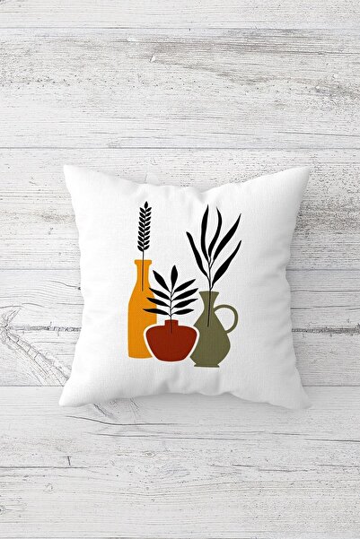 on the clouds Scandinavian Style Bohemian Vase Leaf Hidden Zippered Throw Pillow Cover Sofa Pillow Case Set(4pcs)