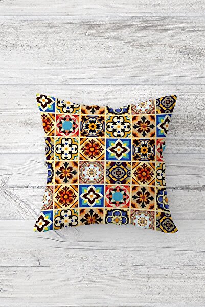 on the clouds Tile Pattern And Bohemian African Woman Concealed Zippered Throw Pillow Cover Seat Pillow Cover Set(4pcs)