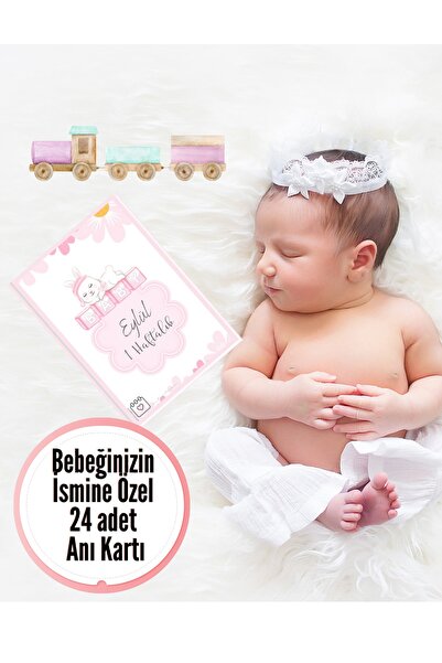lilamtasarım Kız Bebek Anı Kartları 24 Adetli (İSİMLİ)