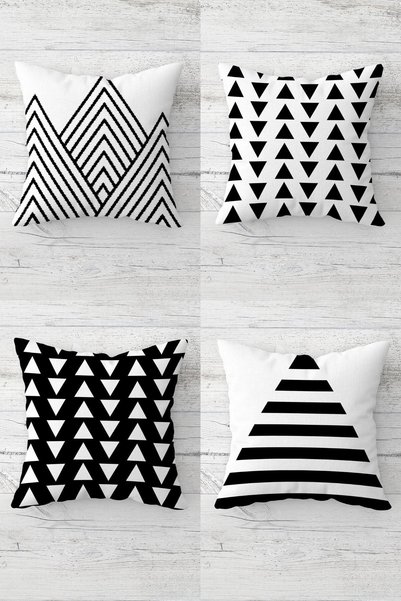 linazaitun Triangle And Lines Patterned Hidden Zippered Throw Pillow Cover So...