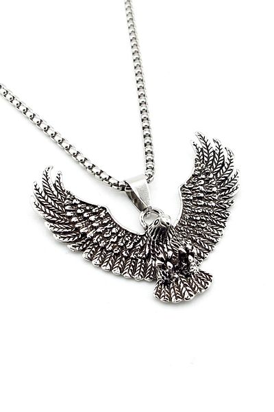 Solfera Eagle Design Open Wings Stainless Steel Men's Necklace Q0661