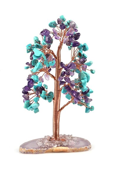 Alibaba Doğaltaş Kristal Kuvars - Turkuaz - Ametist Doğal Taş Tel Sarmalı Tas...