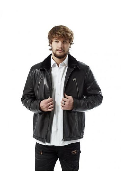 Hodore Gomis Fur Collar Leather Coat