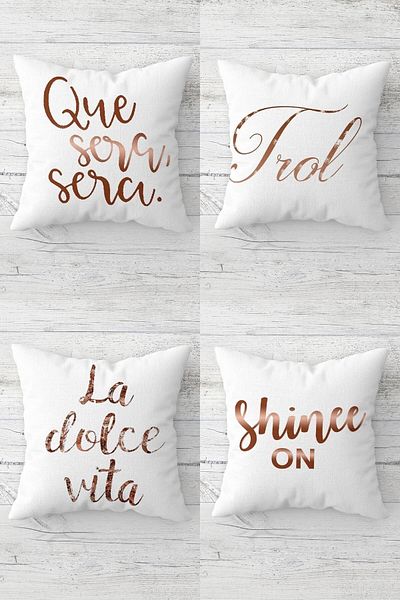 linazaitun La Dolce Vita Shine Ten Written Concealed Zippered Throw Pillow Cover Seat Pillow Cover Set (4pcs)
