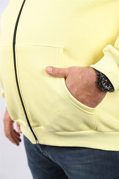 MocGrande Large Size Unisex Hooded 3ip Sweat 11701 Yellow