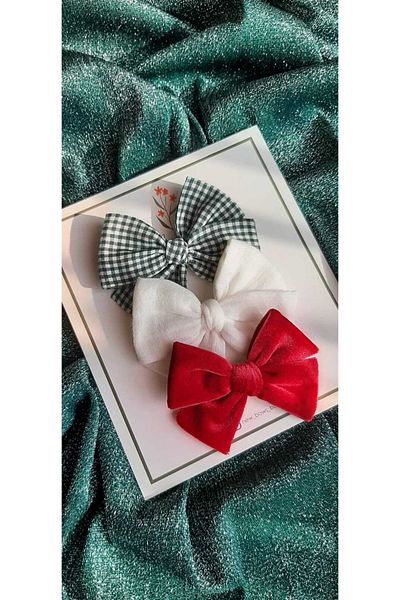 NEW BOWS BANDS مجموعة إبزيم على شكل فيونكة للفتيات والرضع مكونة من 3 قطع