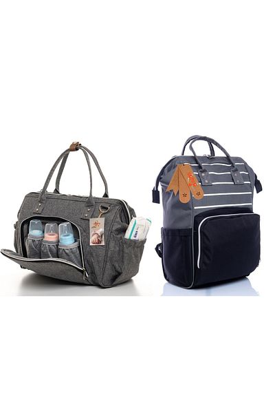 Sahra Elegance Stain Resistant Waterproof Thermal Compartment Mother Baby Care 2-Piece Shoulder and Backpack Set