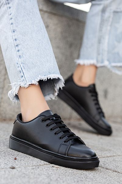 BOUIS Pantofi de damă, negri, zilnic, cu șireturi, confortabili, din piele, talpă confortabilă, pantofi sport robusti din piele