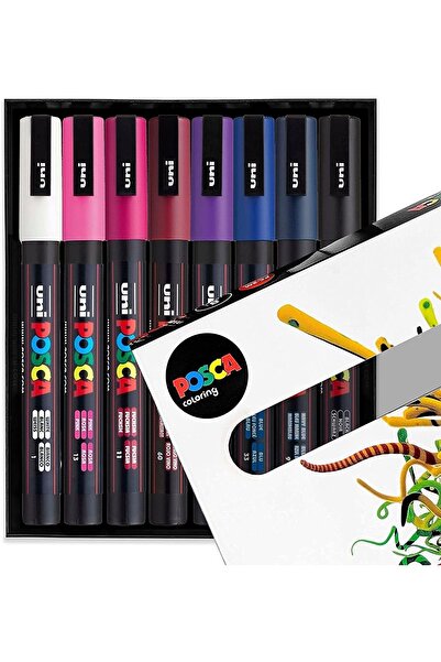 Uni Posca Marker Kalem Pc-3m 0.9-1.3 mm 8'li Gece Yarısı Tonları Seti