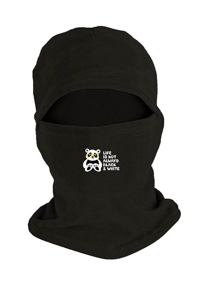 Zeron Tasarım Panda with Glasses Printed Winter Fleece Snow Mask Black Bll852