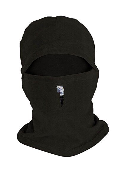 Zeron Tasarım Mască de zăpadă din polar de iarnă cu imprimeu gândit, neagră B...