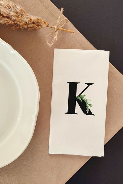 NapkinStore Letter Design Linen Textured Napkin 16 Pack Np13