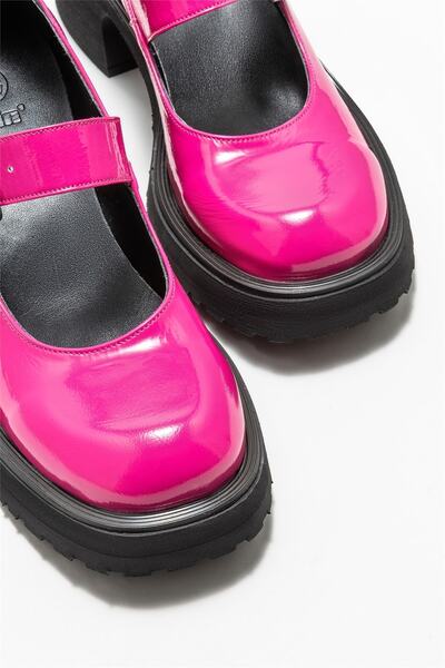 Elle Shoes Fuşya Deri Kadın Topuklu Ayakkabı